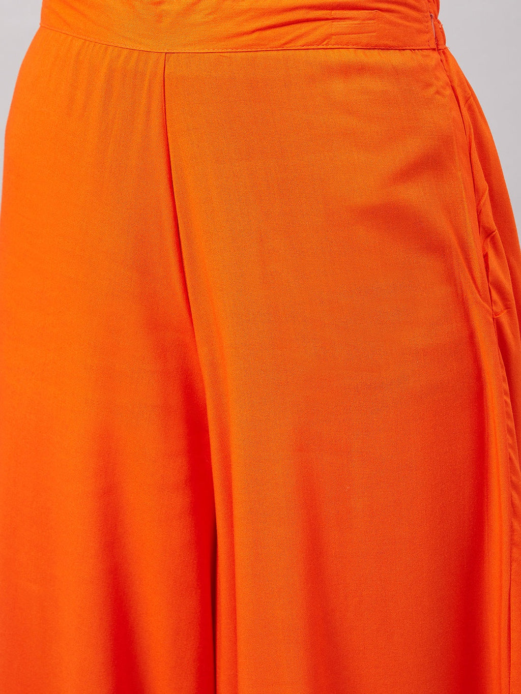 InWeave Women's Orange Gota Long Anrkali Kurta Set W Black Organza Dupatta
