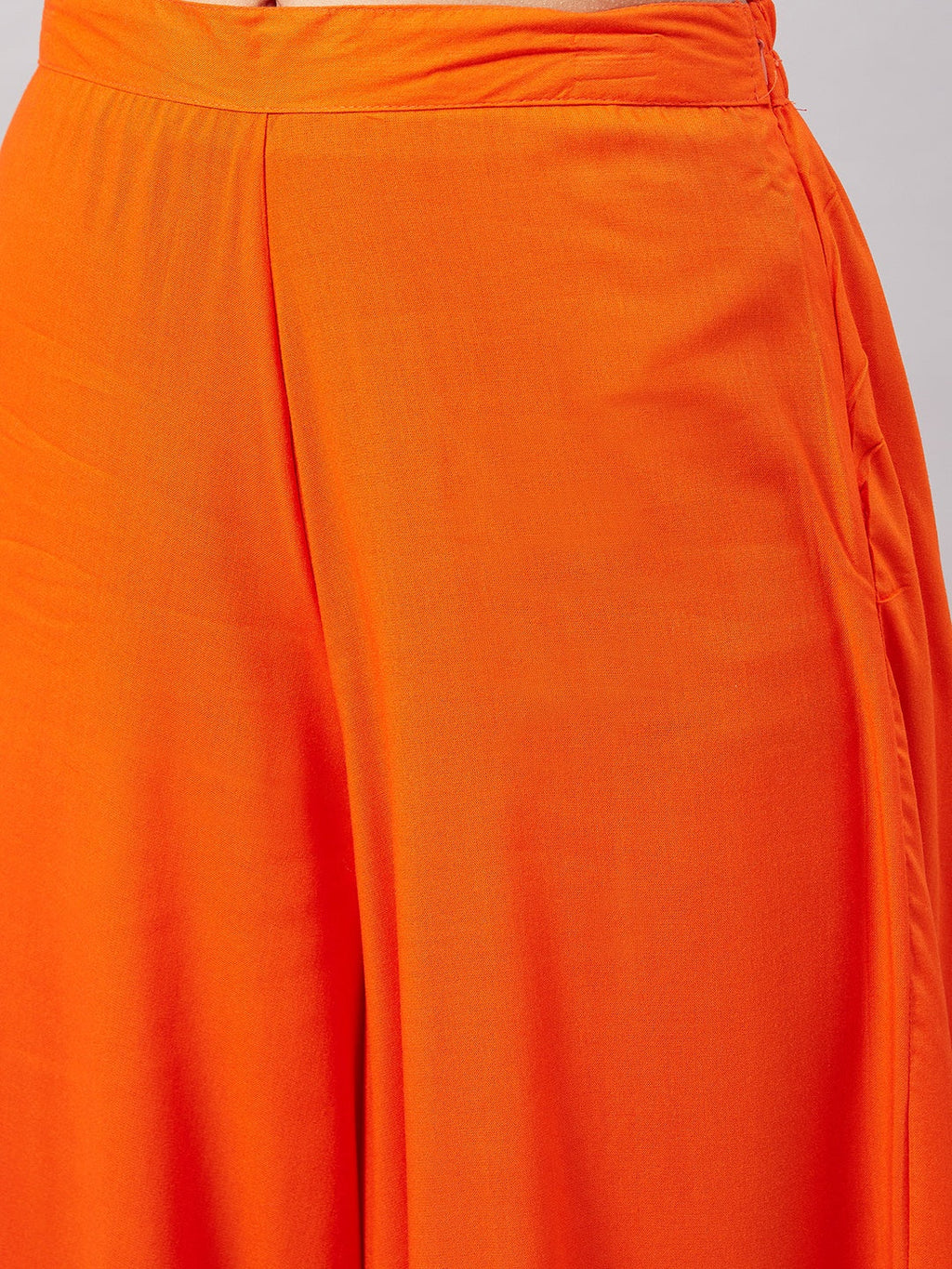 InWeave Women's Orange Gota Long Anrkali Kurta Set W Green Organza Dupatta