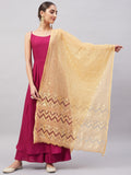 InWeave Women's Wine Solid Strappy Set With Gold Banarsi Zari Dupatta
