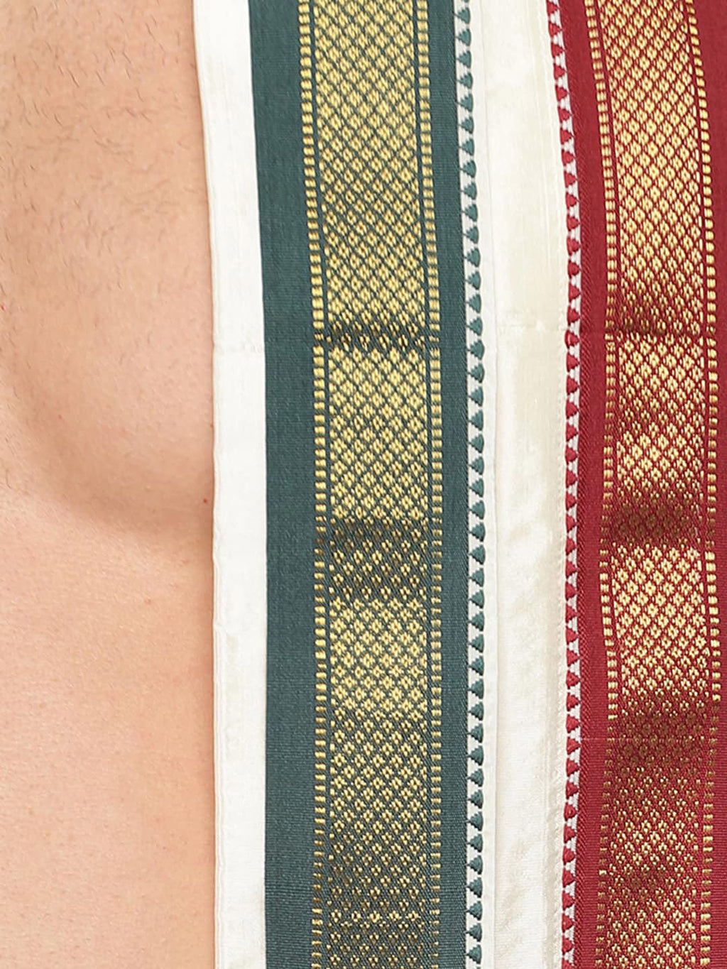 Sethukrishna Men Cream Coloured Solid Dhoti Pant With Angavastram