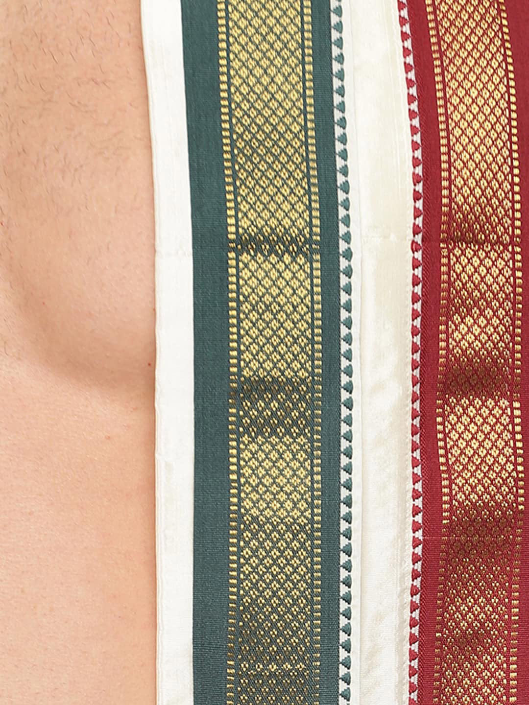 Sethukrishna Men Cream Coloured Solid Dhoti Pant With Angavastram