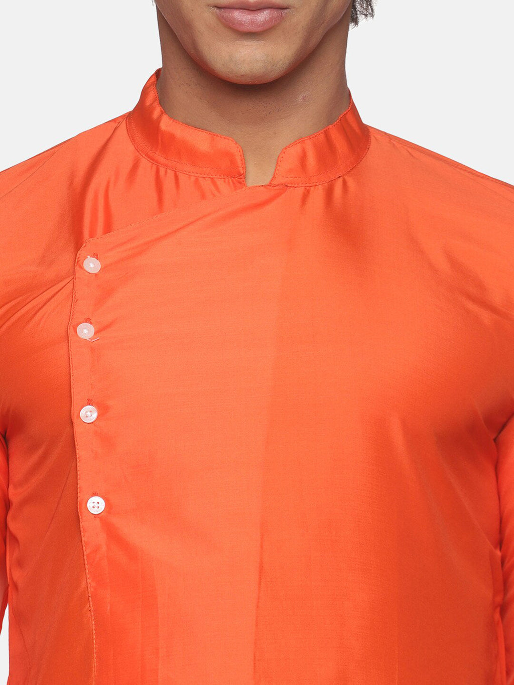 Sethukrishna Men Orange Angrakha Kurta with Churidar