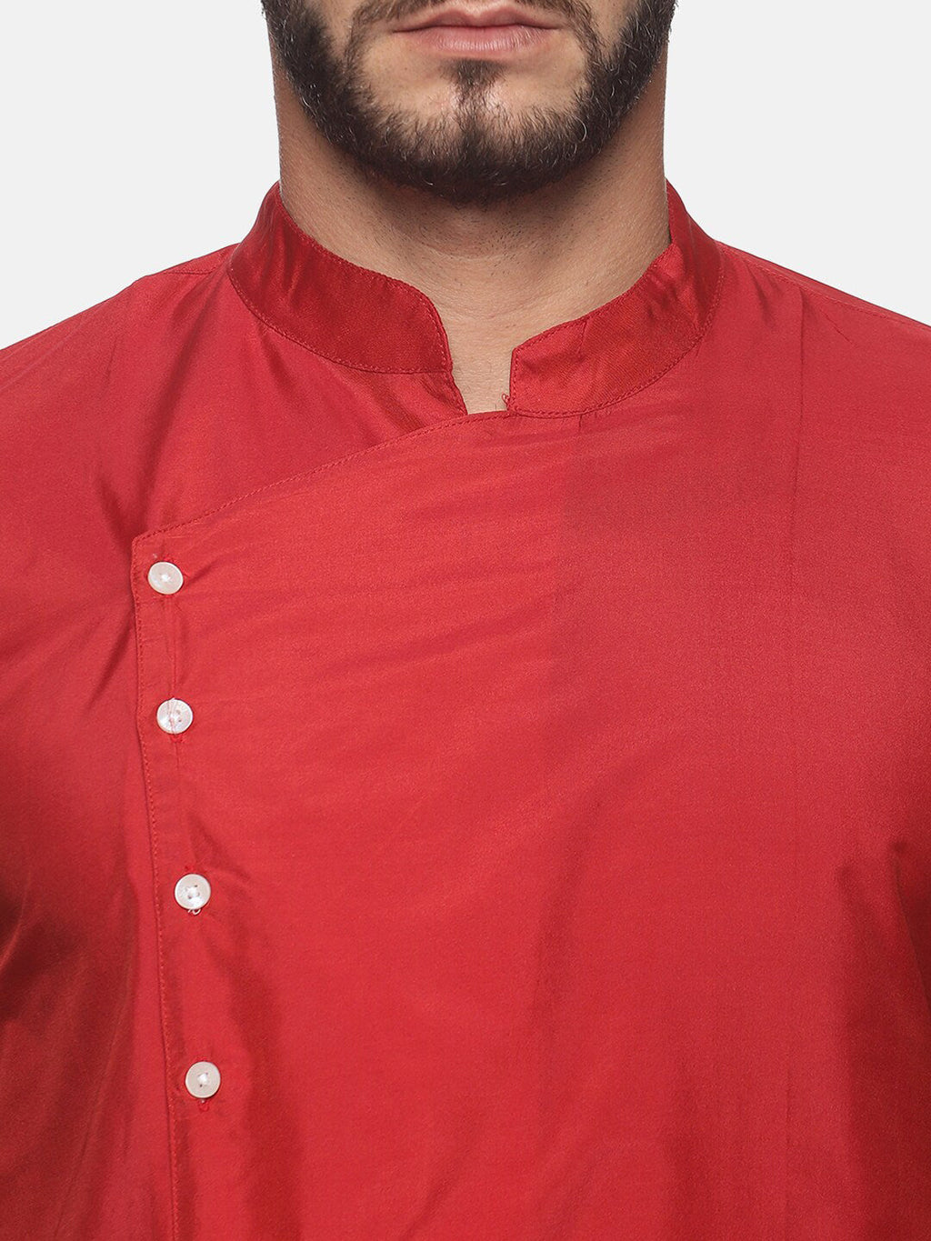 Sethukrishna Men Maroon Angrakha Kurta with Dhoti Pants