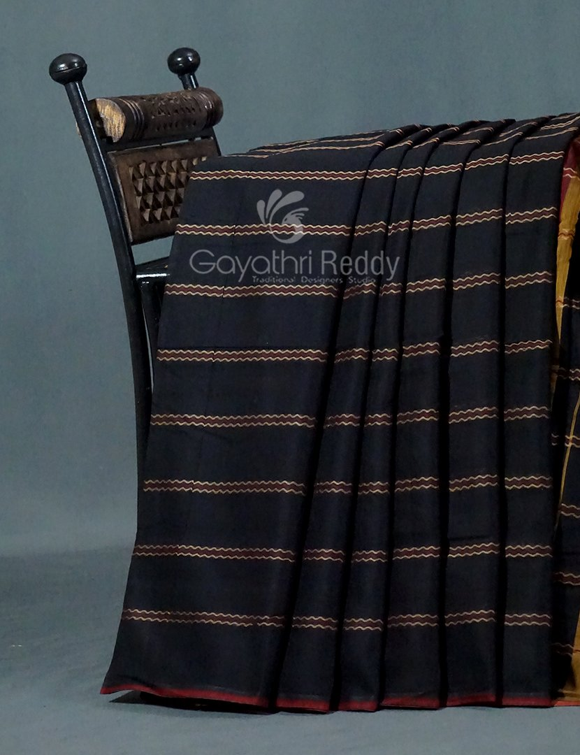 Kalanetha Black Coloured Pure Narayanpet Cotton Saree By Gayathri Reddy Designer Studio