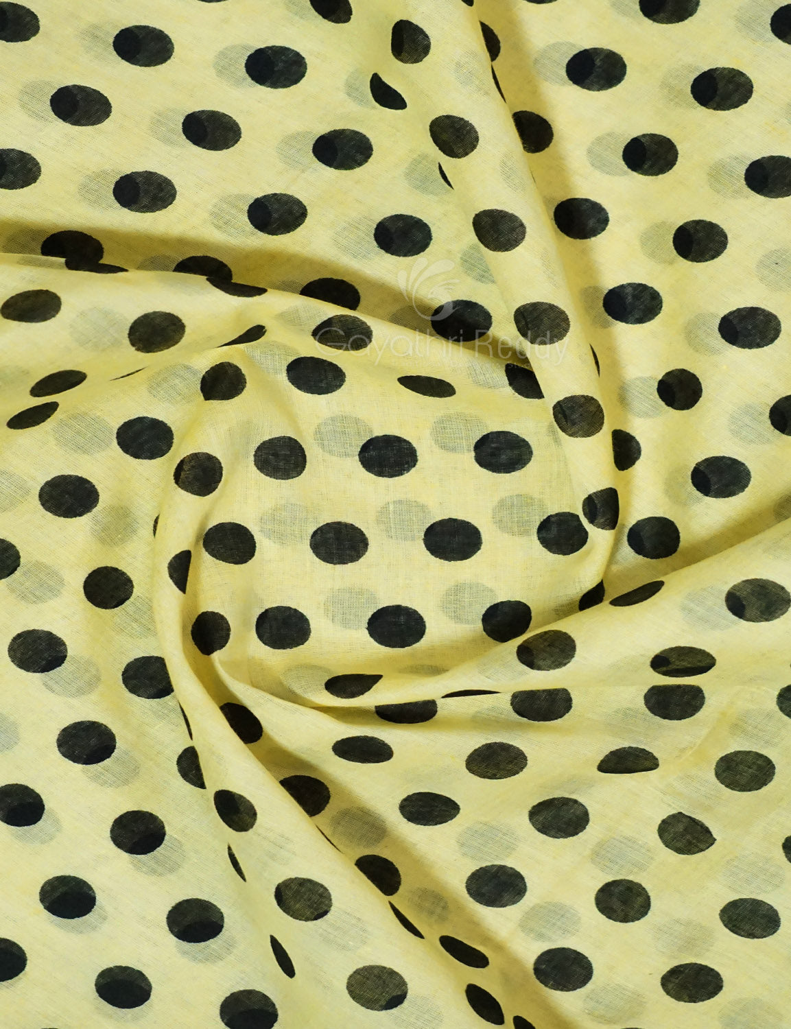 Lime Yellow Colour Polka Dots Pure Mulmul Cotton Saree By Gayathri Reddy Designer Studio