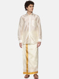 Sethukrishna Men Cream-Colored & Golden Solid Veshti