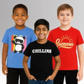 Chilins Round Neck Printed Super Combed Cotton T-shirt (Pack of 3)