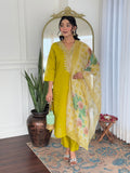 The52 Beautiful Embroidery Work with Viscose Fabric Straight Kurta, Pant and Dupatta Set