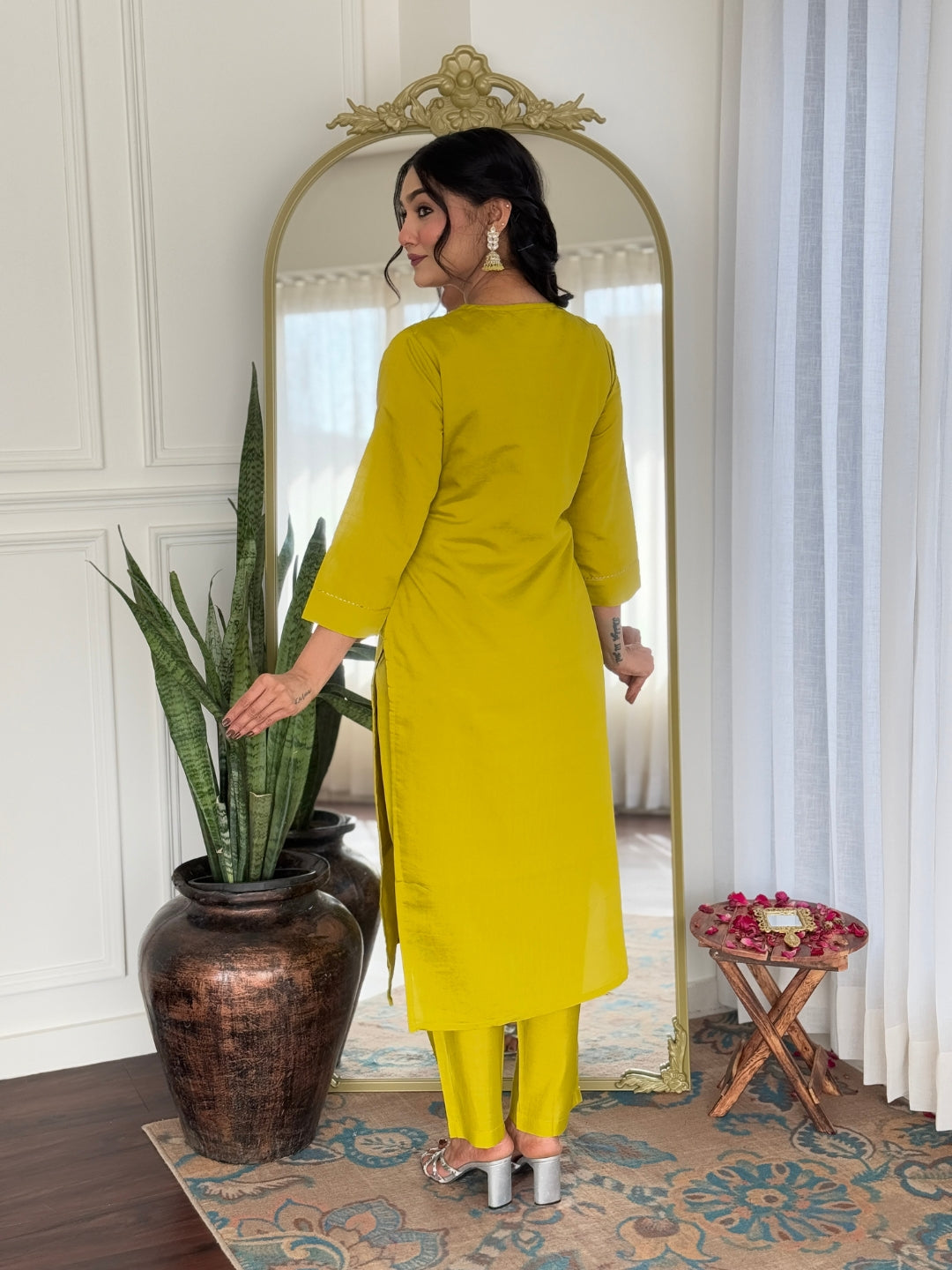 The52 Beautiful Embroidery Work with Viscose Fabric Straight Kurta, Pant and Dupatta Set