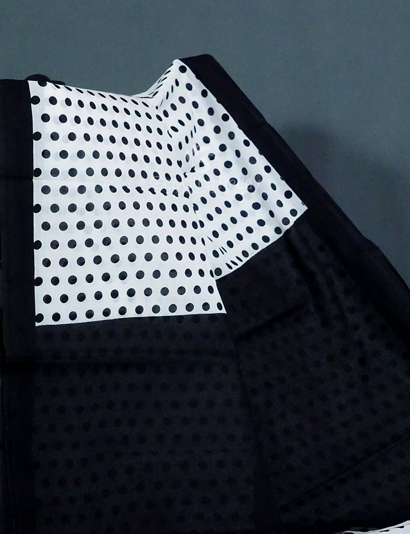 White And Black Block Print Pure Mulmul Cotton Saree By Gayathri Reddy Designer Studio