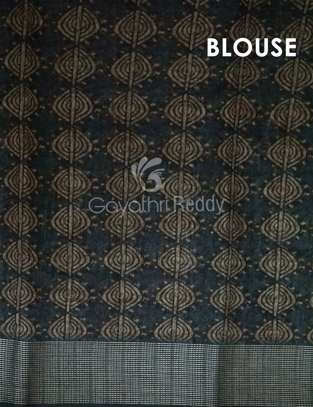 Bottle Green Printed Design Semi Chanderi Saree By Gayathri Reddy Designer Studio