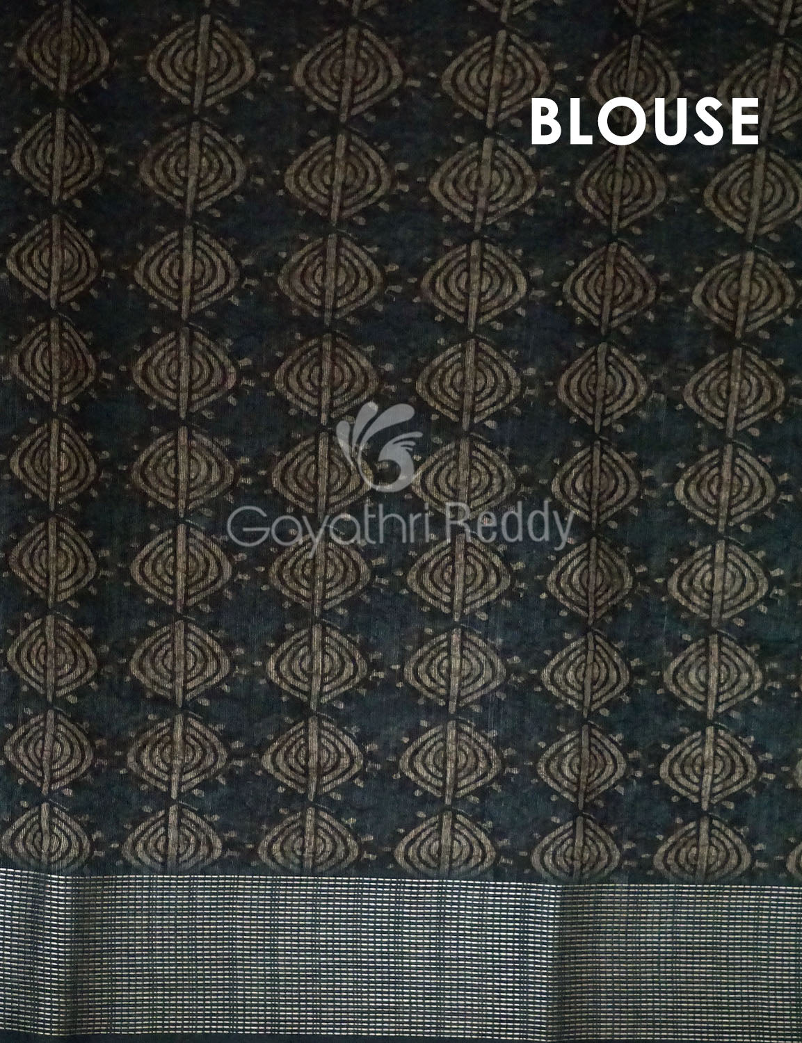 Bottle Green Printed Design Semi Chanderi Saree By Gayathri Reddy Designer Studio