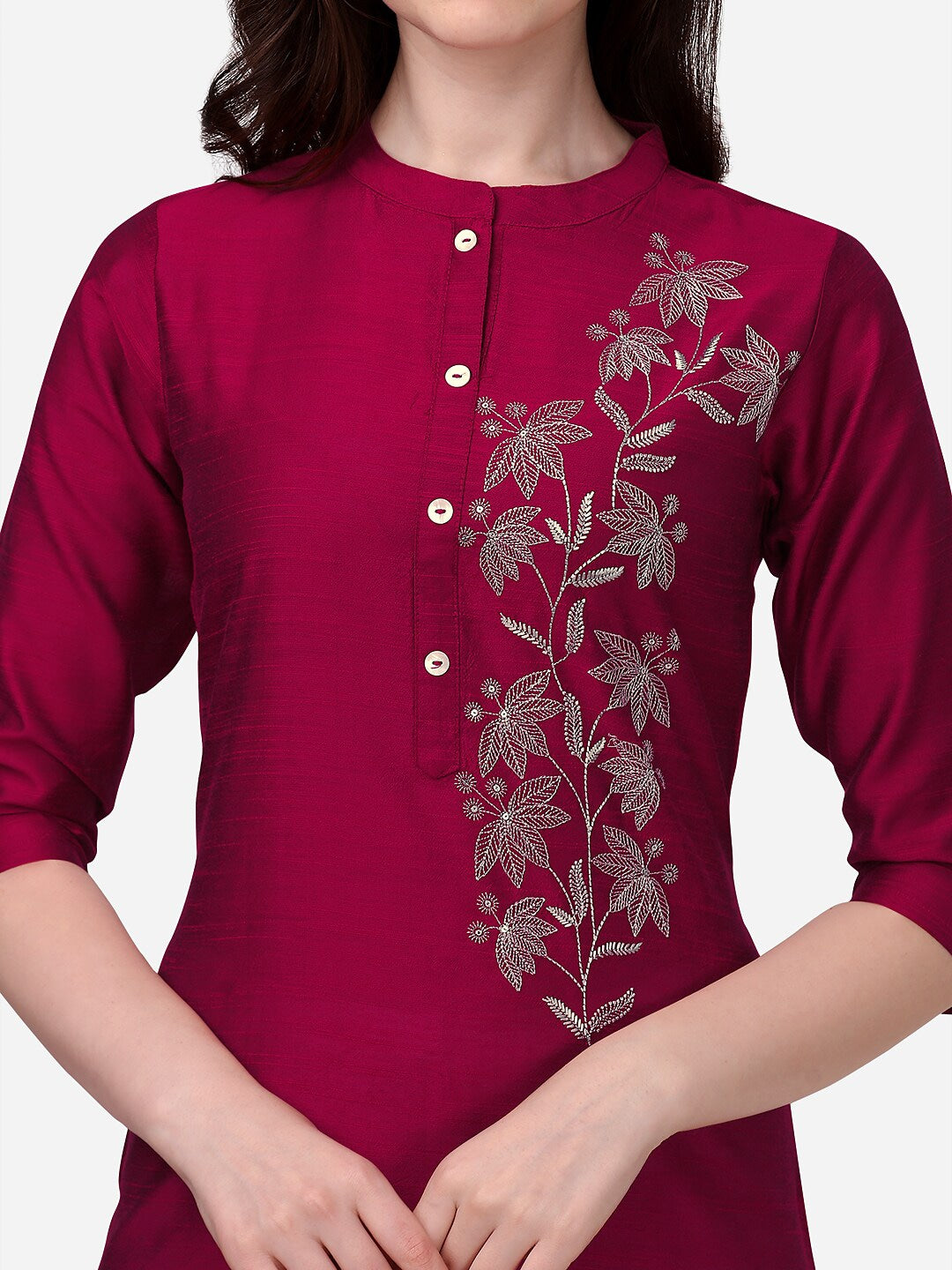 HERE&NOW Women Floral Embroidered Thread Work Floral Kurta