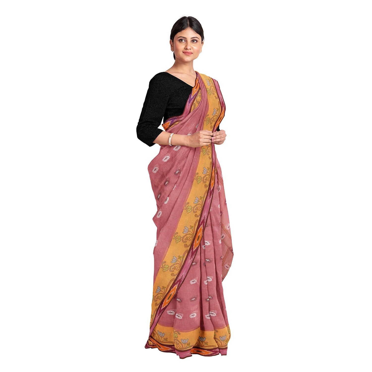 Exclusive Collection 100% Pure Cotton Mauve Tant Saree With Hand Weaving Work