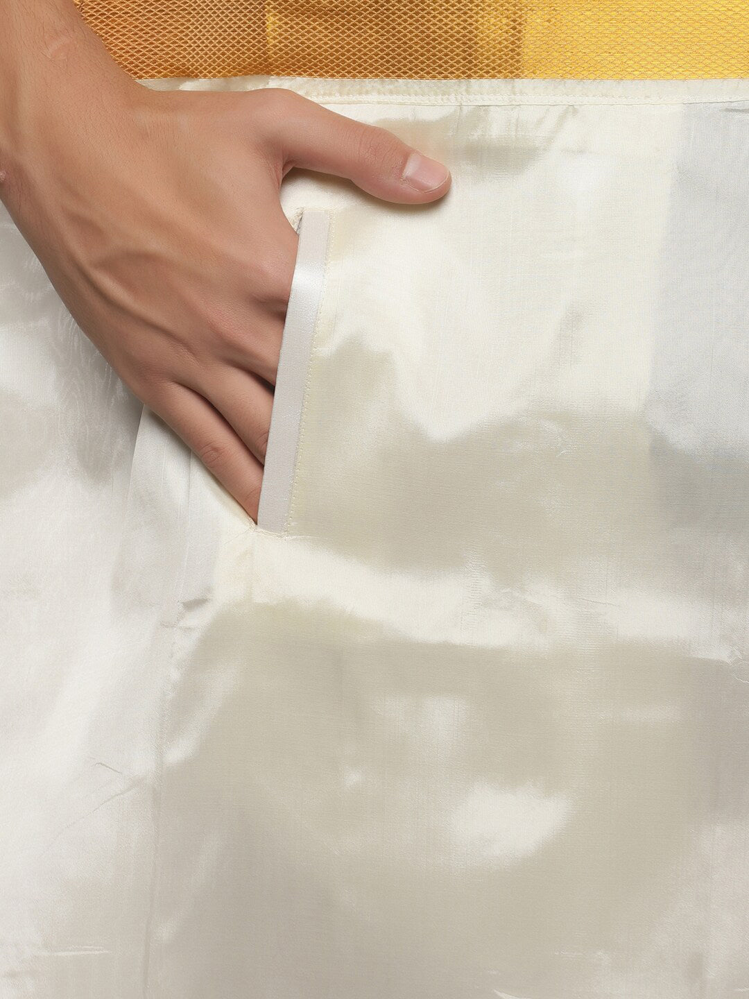 Sethukrishna Cream-Coloured Solid Dhoti For Men