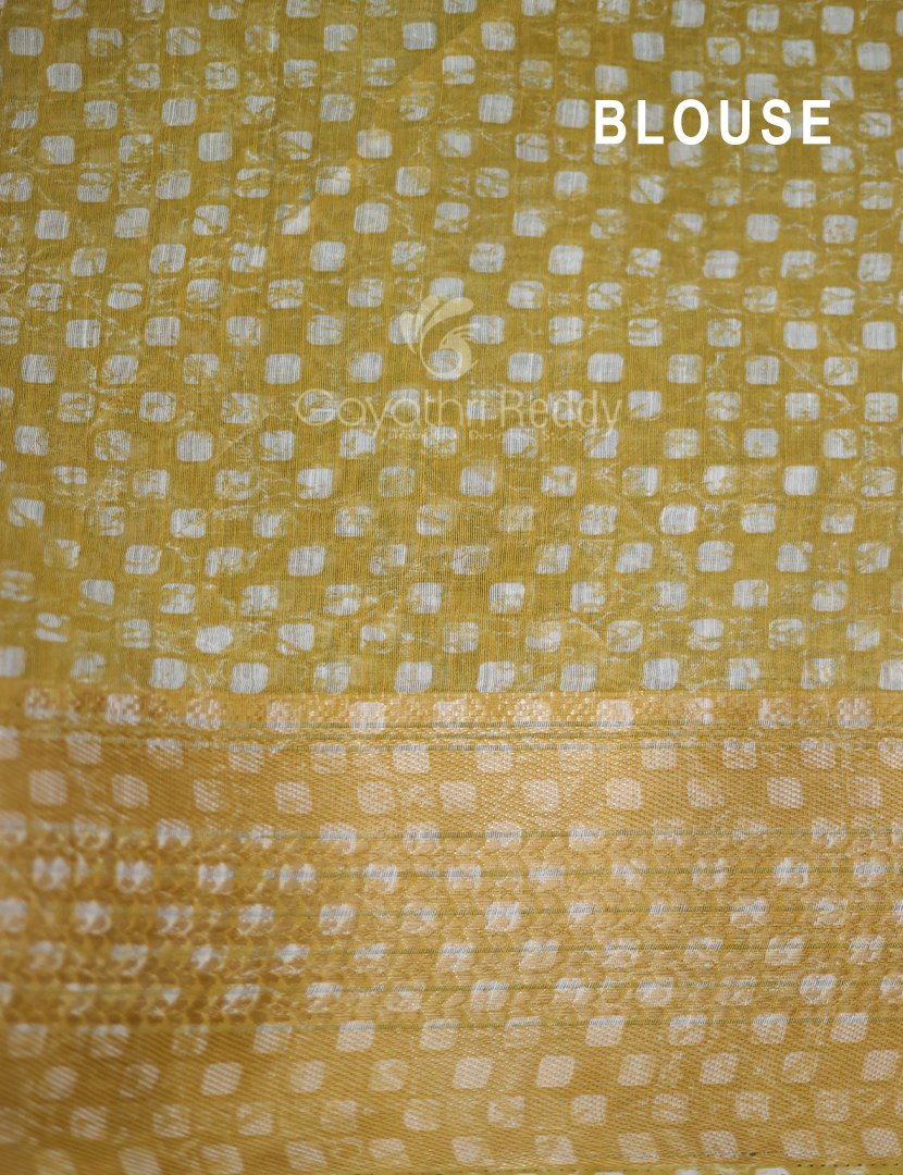 Shades of Light Khaki With Floral Print Semi Chanderi Saree By Gayathri Reddy Designer Studio
