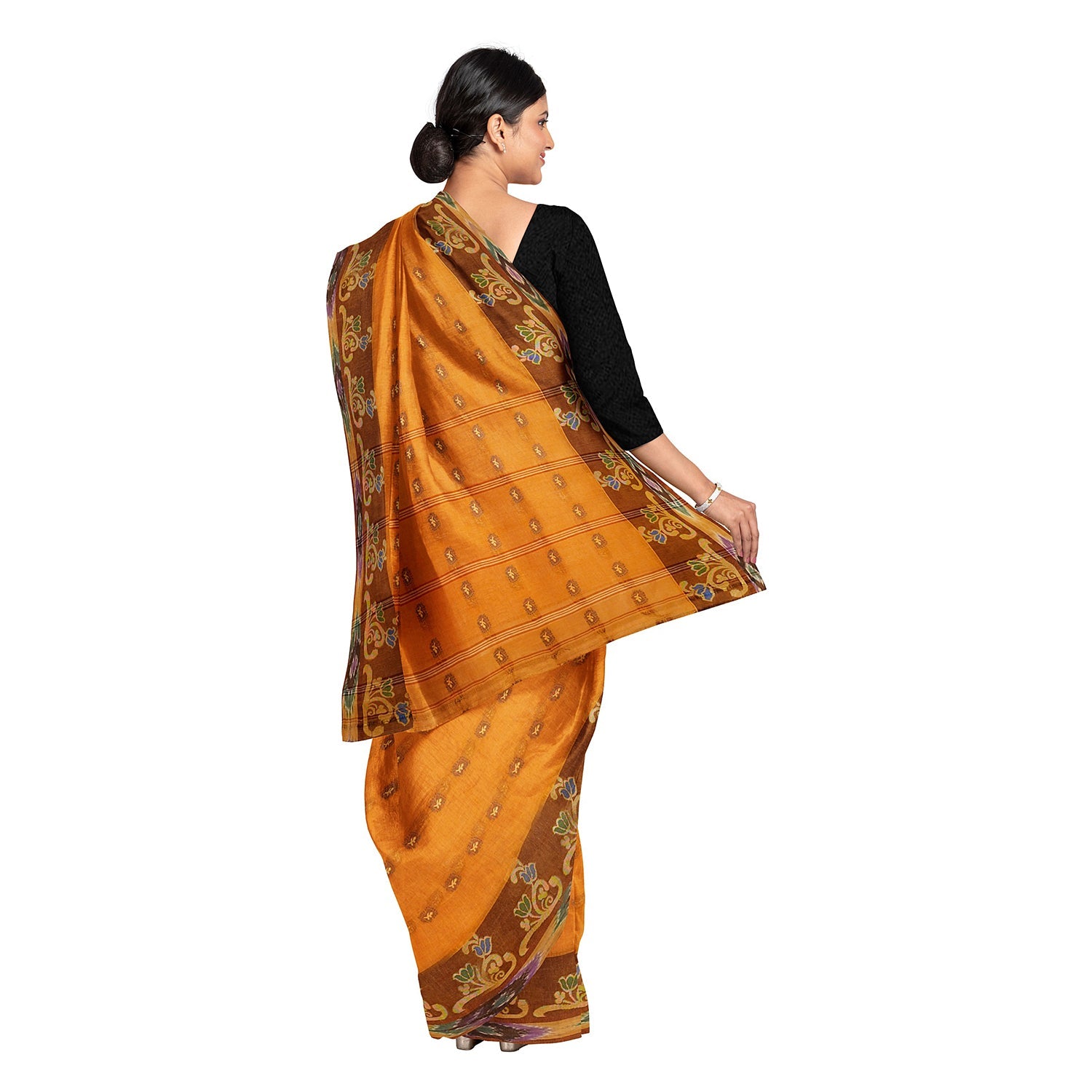 Exclusive Collection 100% Pure Cotton Orange Tant Saree With Hand Weaving Work