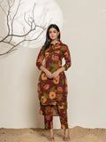 Yufta Maroon Cotton Co-Ord Set