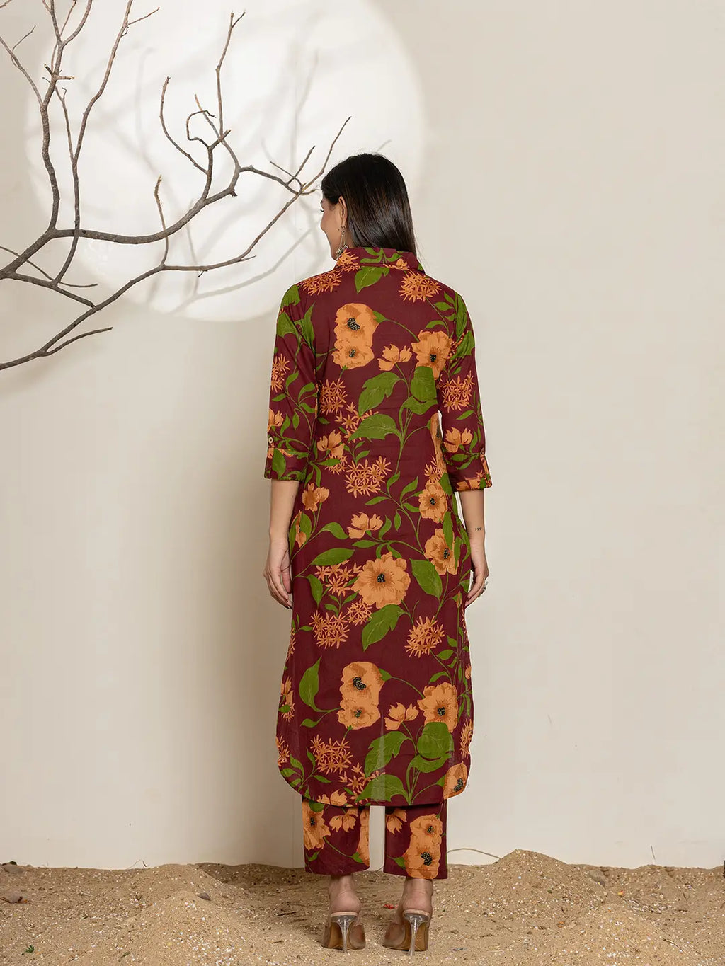 Yufta Maroon Cotton Co-Ord Set