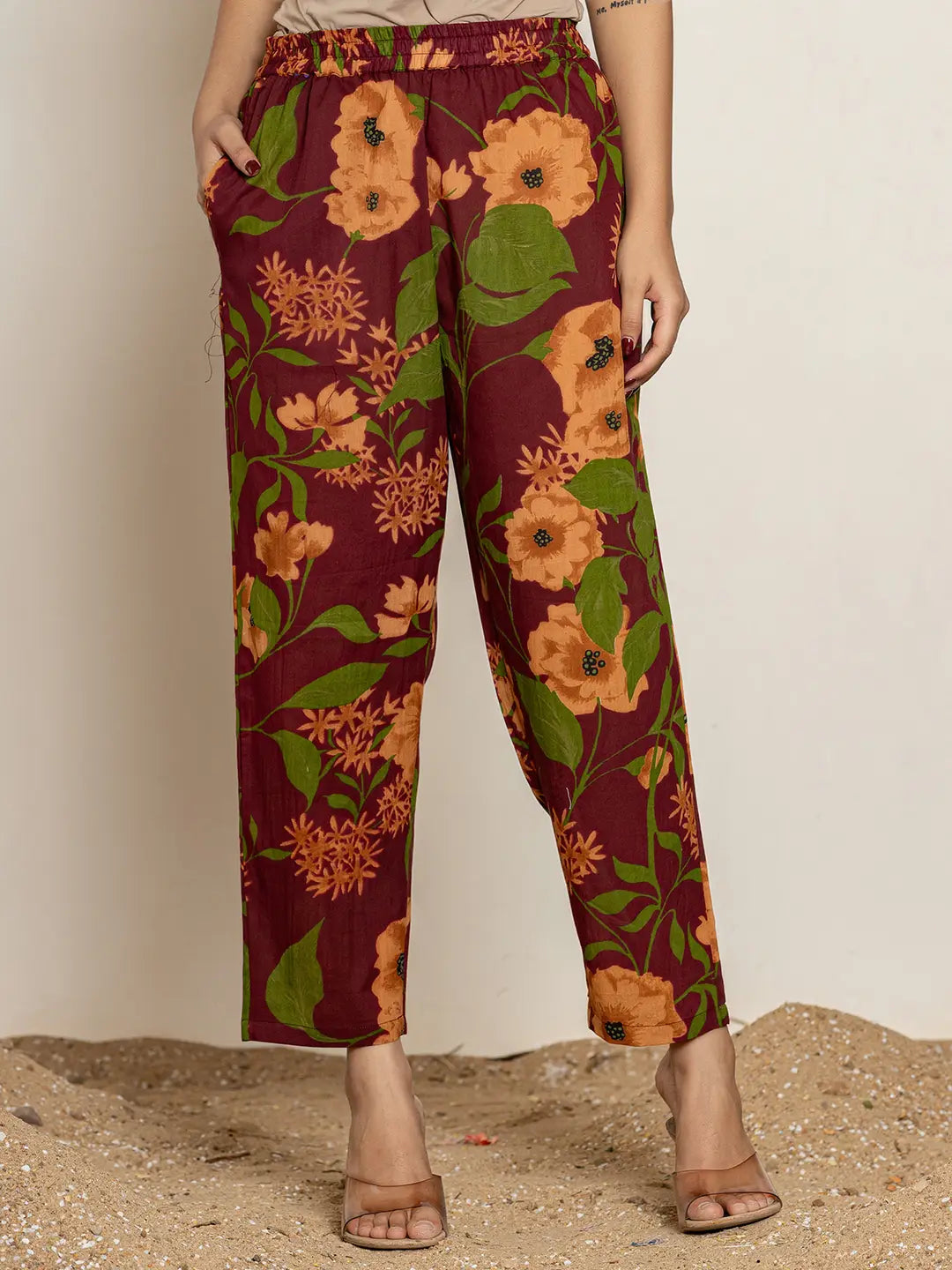 Yufta Maroon Cotton Co-Ord Set