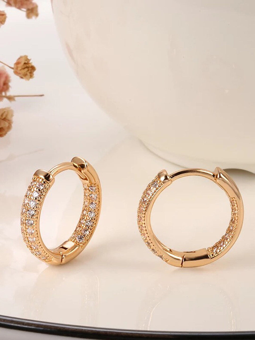 Shining Diva Rose Gold Contemporary Hoop Earrings