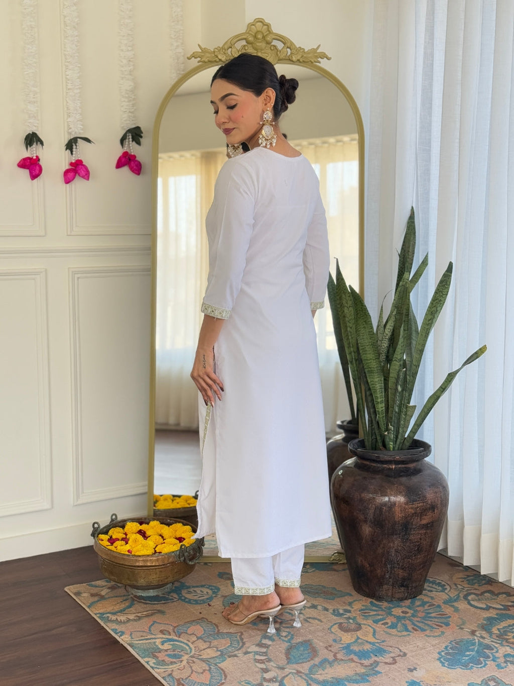 The52 Women's Beautiful Viscose Embroidery work Straight Kurta with Pant and Dupatta Set