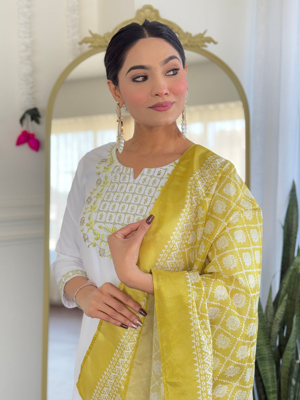 The52 Women's Beautiful Viscose Embroidery work Straight Kurta with Pant and Dupatta Set