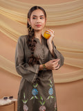 Yufta Military Green Hand Floral Print Cotton Straight Kurta