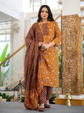 Yufta Piping On Yoke Floral Print Mustard Cotton Plus Size Kurta Set With Dupatta Set