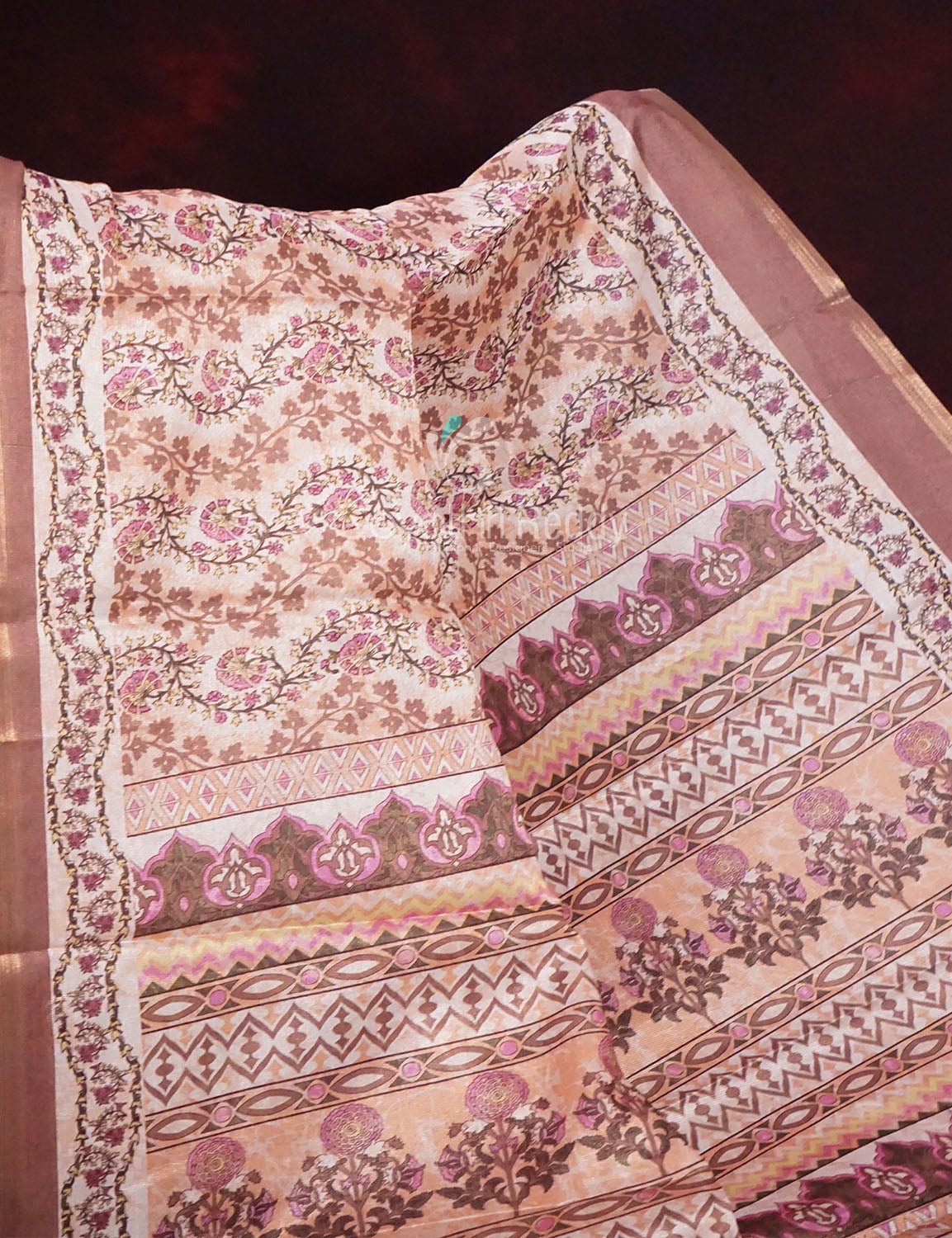 Choco Brown Netted Linen Saree By Gayathri Reddy Designer Studio