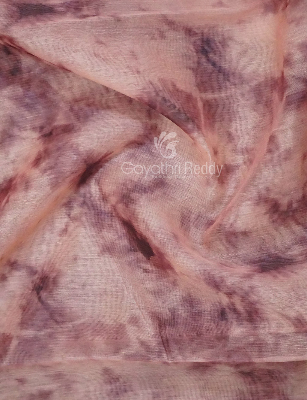 Shades of Light Peach And Onion Colour Shibori Print Semi Chanderi Saree By Gayathri Reddy Designer Studio
