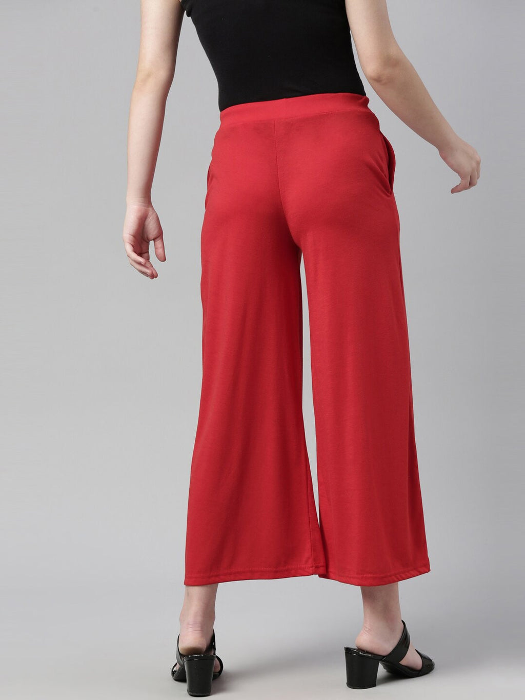 Souchii Red Knitted Ethnic Palazzos For Women
