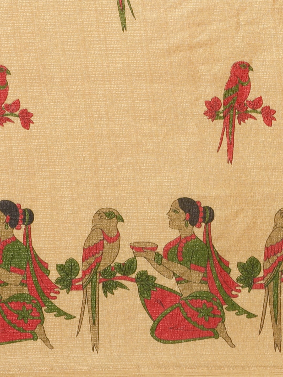 Saree Mall Beige & Red Printed Saree