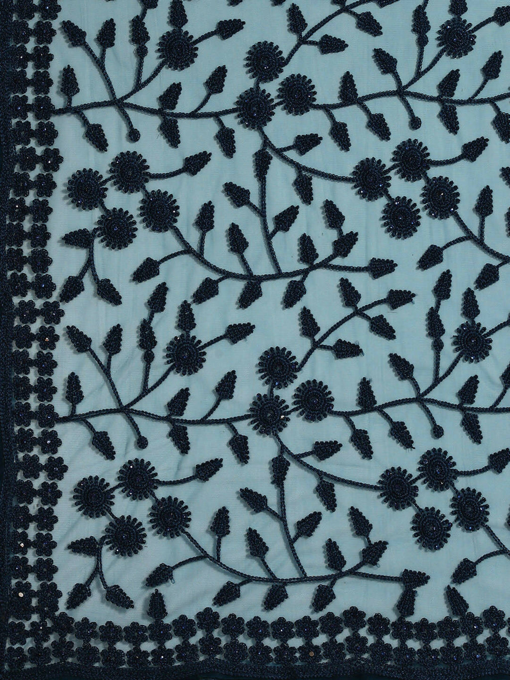 Blue Woven Design Net Saree with Blouse Piece - Kalamkari