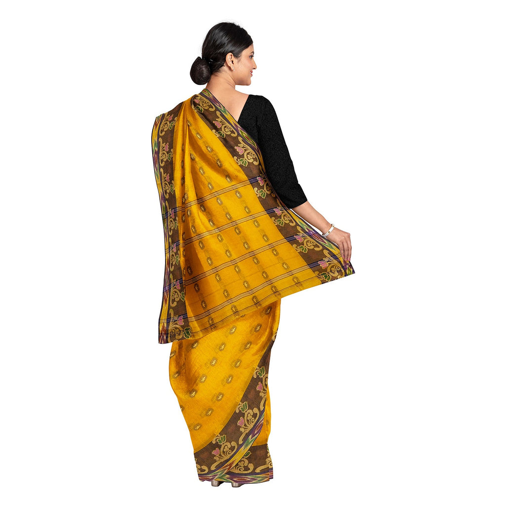 Exclusive Collection 100% Pure Cotton Golden Yellow Tant Saree With Hand Weaving Work