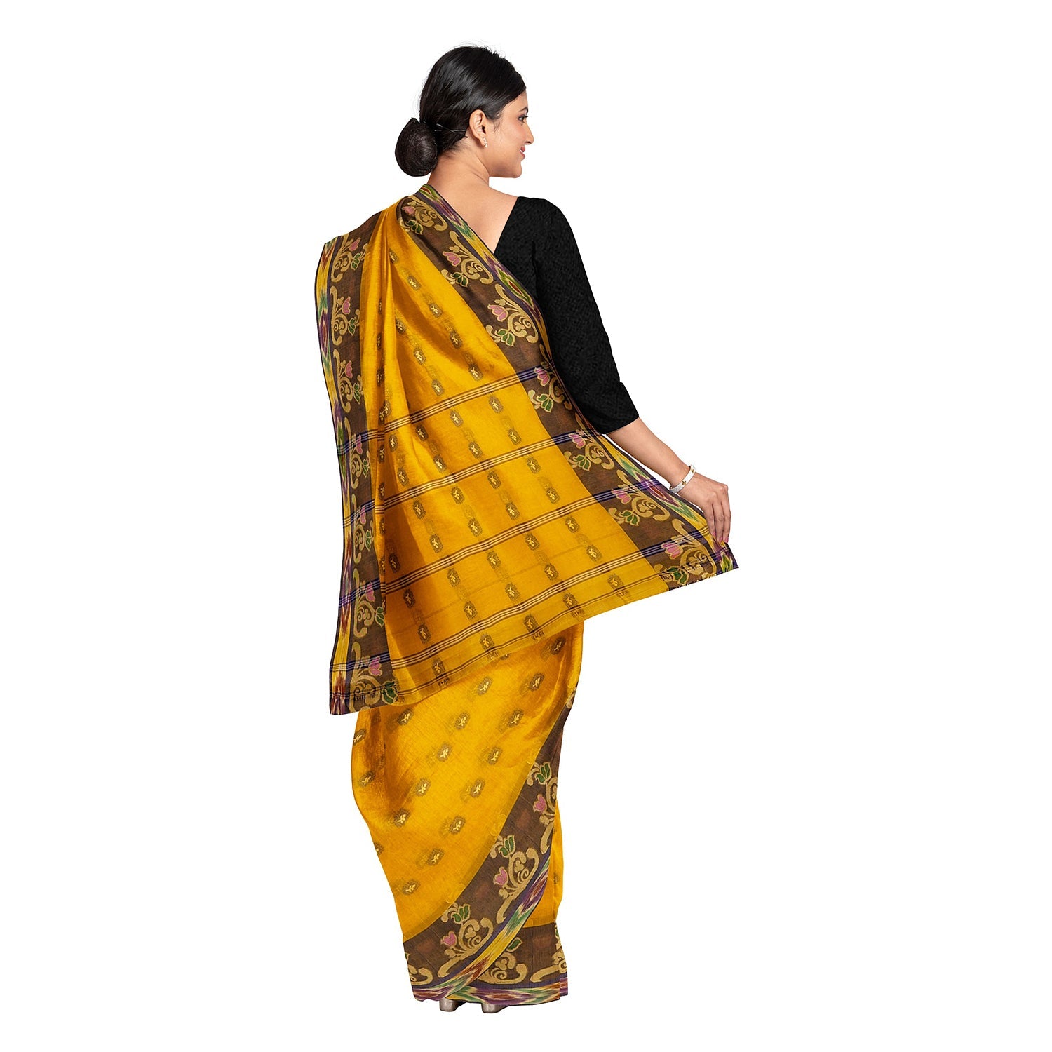 Exclusive Collection 100% Pure Cotton Golden Yellow Tant Saree With Hand Weaving Work