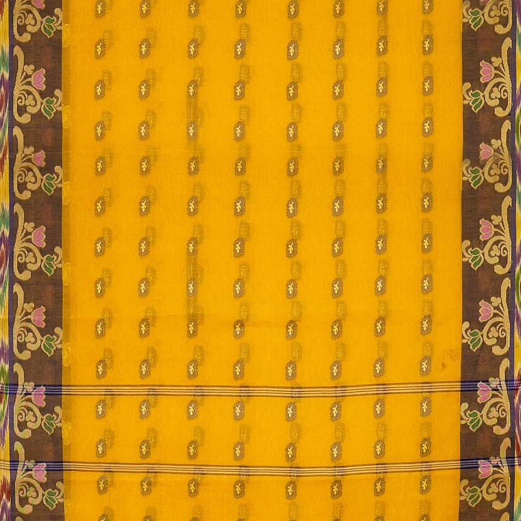 Exclusive Collection 100% Pure Cotton Golden Yellow Tant Saree With Hand Weaving Work
