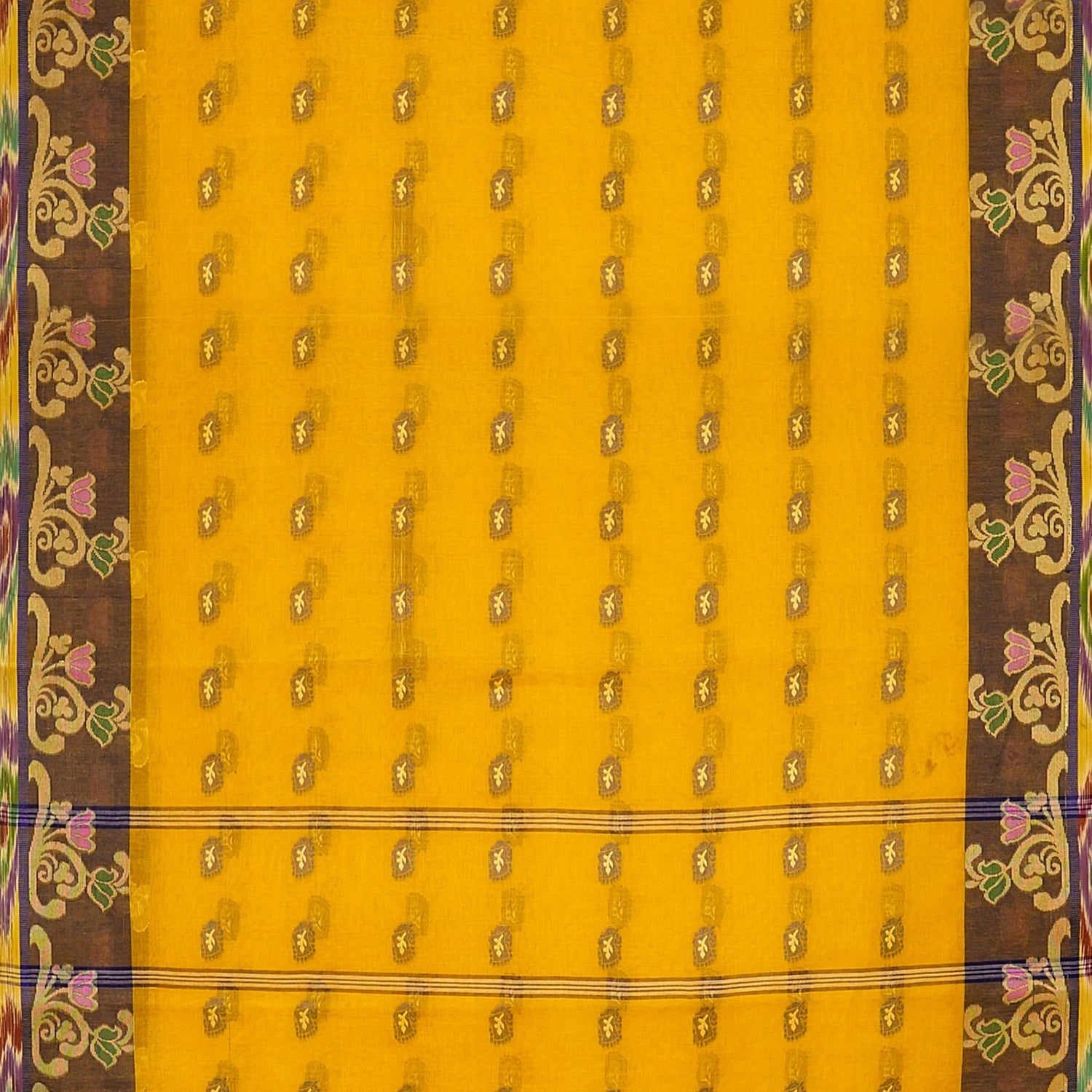 Exclusive Collection 100% Pure Cotton Golden Yellow Tant Saree With Hand Weaving Work
