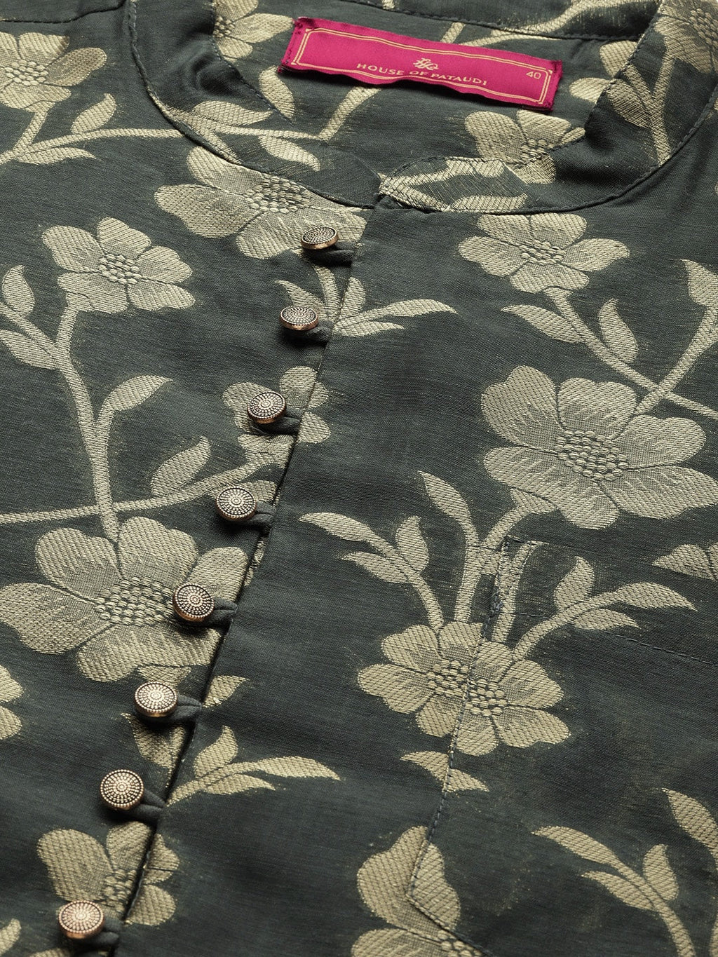 House of Pataudi Men Jashn Floral Zari Work Kurta with Churidar