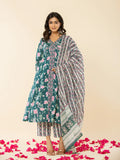 Yufta Cotton Green Sequins_Work Anarkali Kurta Dupatta Set