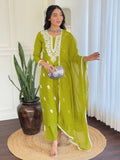 The52 Chikankari Work with Pure Cotton Fabric Straight Kurta, Pant and Dupatta Set