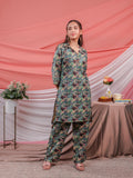 Yufta Cotton Digital Printed Blue Workwear Kurta Co Ord Set With Pintuck Detailing