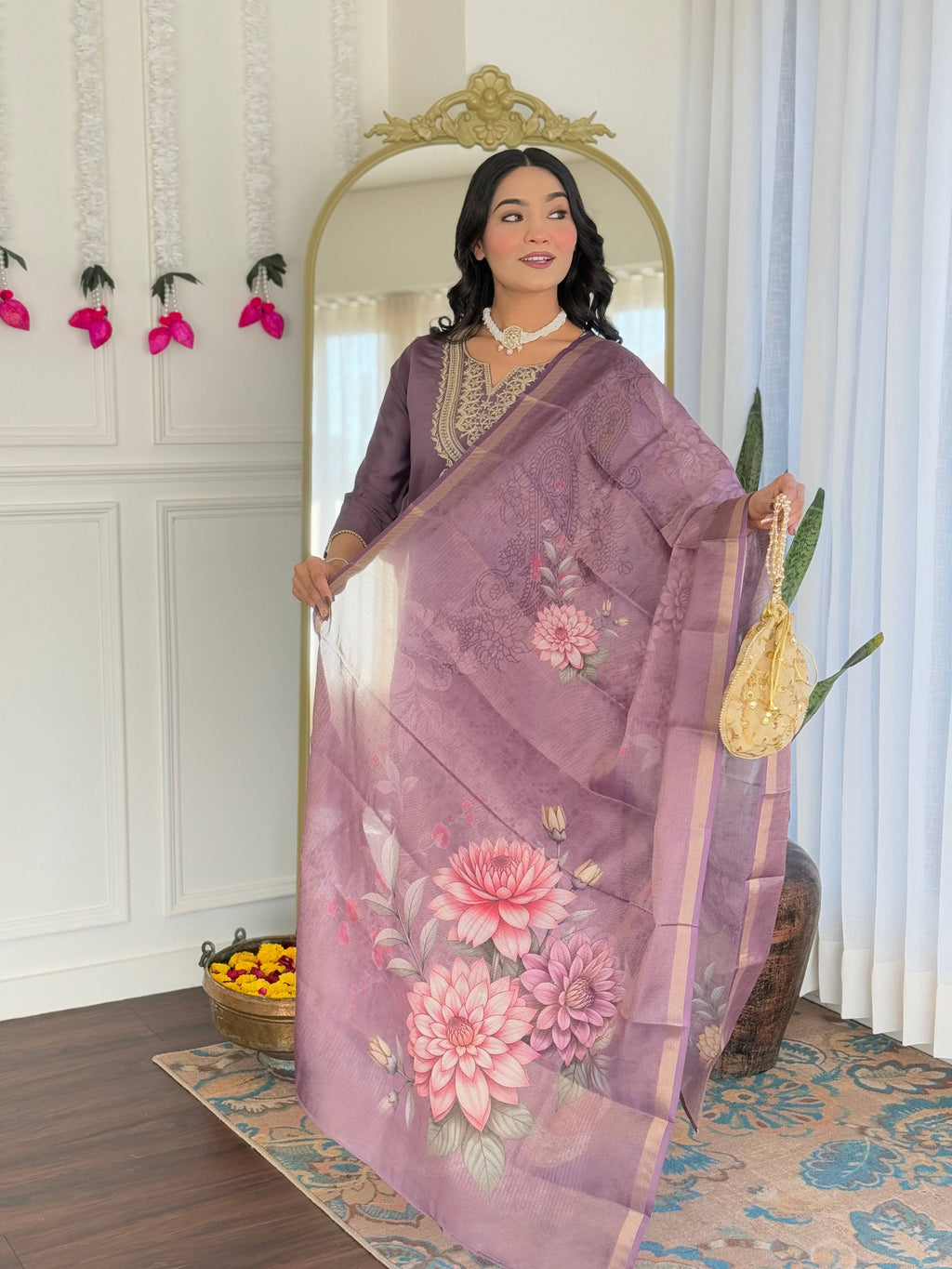 The52 Women's Gorgeous Viscose Embroidery work Straight Kurta with Pant and Dupatta Set