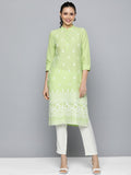 HERE&NOW Women Pure Cotton Ethnic Motifs Embroidered Thread Work Kurta
