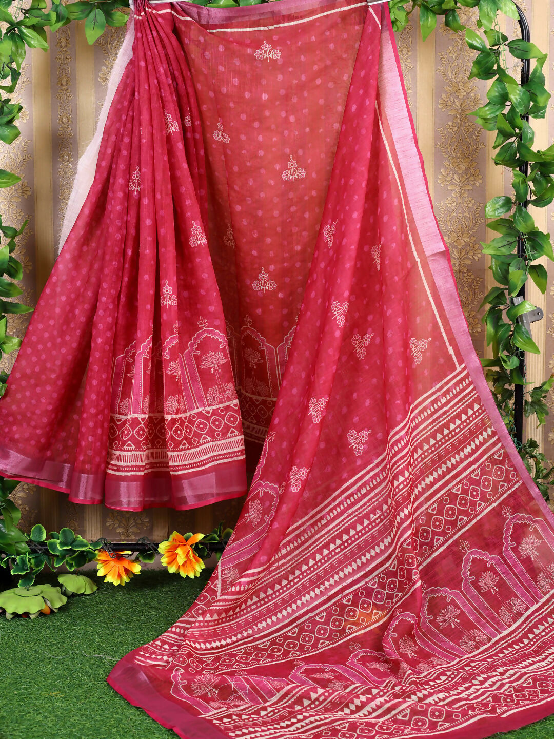 Shree Shyam Fashion Cotton Pink Saree