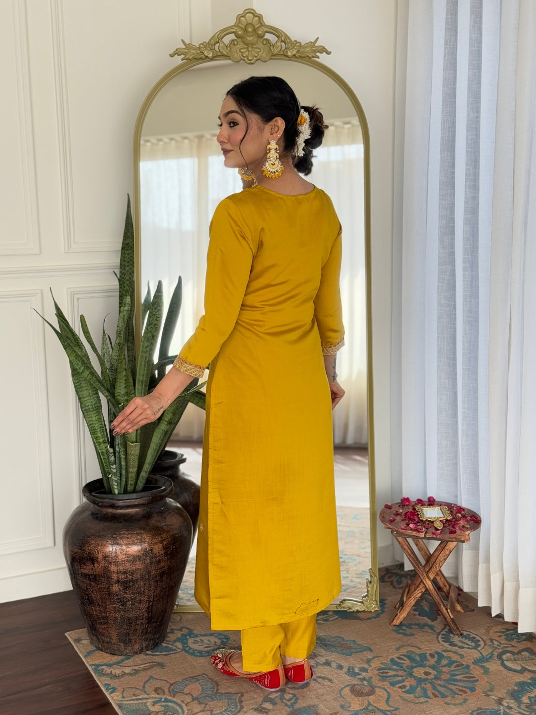 The52 Women's Beautiful Rayon Embroidery work Straight Kurta with Pant and Dupatta Set