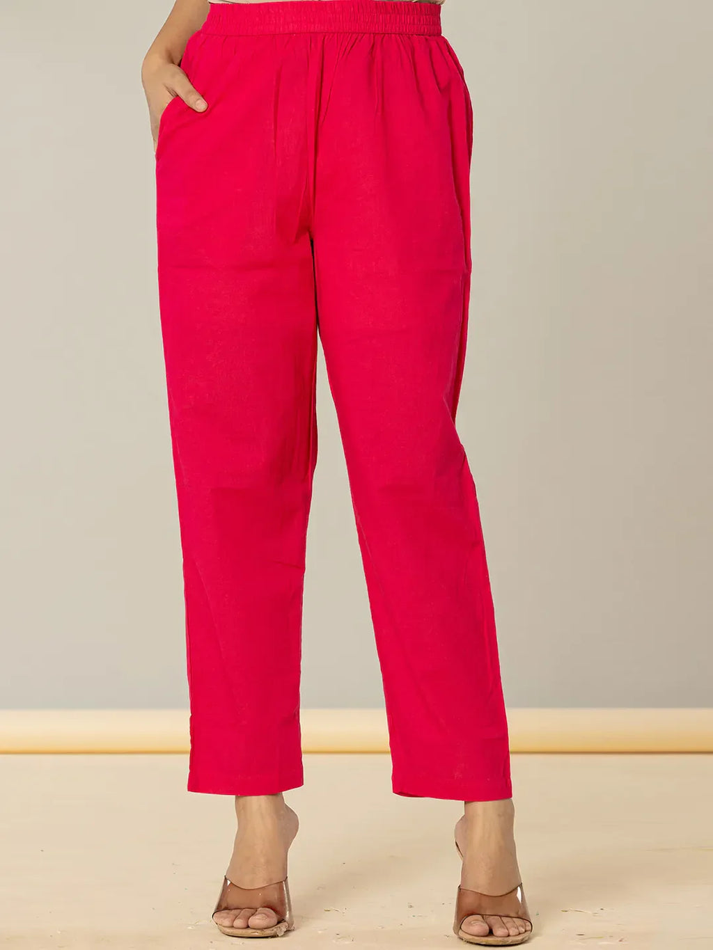 Yufta Cotton Leheriya Hot Pink Kurta Dupatta Pant Set