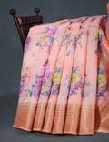 Shades of Light Peach With Floral Print Semi Chanderi Saree By Gayathri Reddy Designer Studio