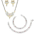 AanyaCentric Gold-Polished Mangalsutra Pendant Earring Set & Silver Plated Anklet