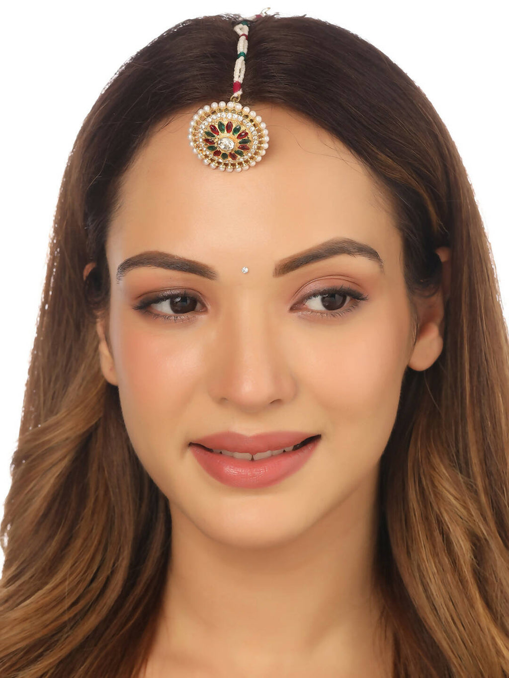 NVR Women's Trending Stylish Gold-Polished Maang Tikka